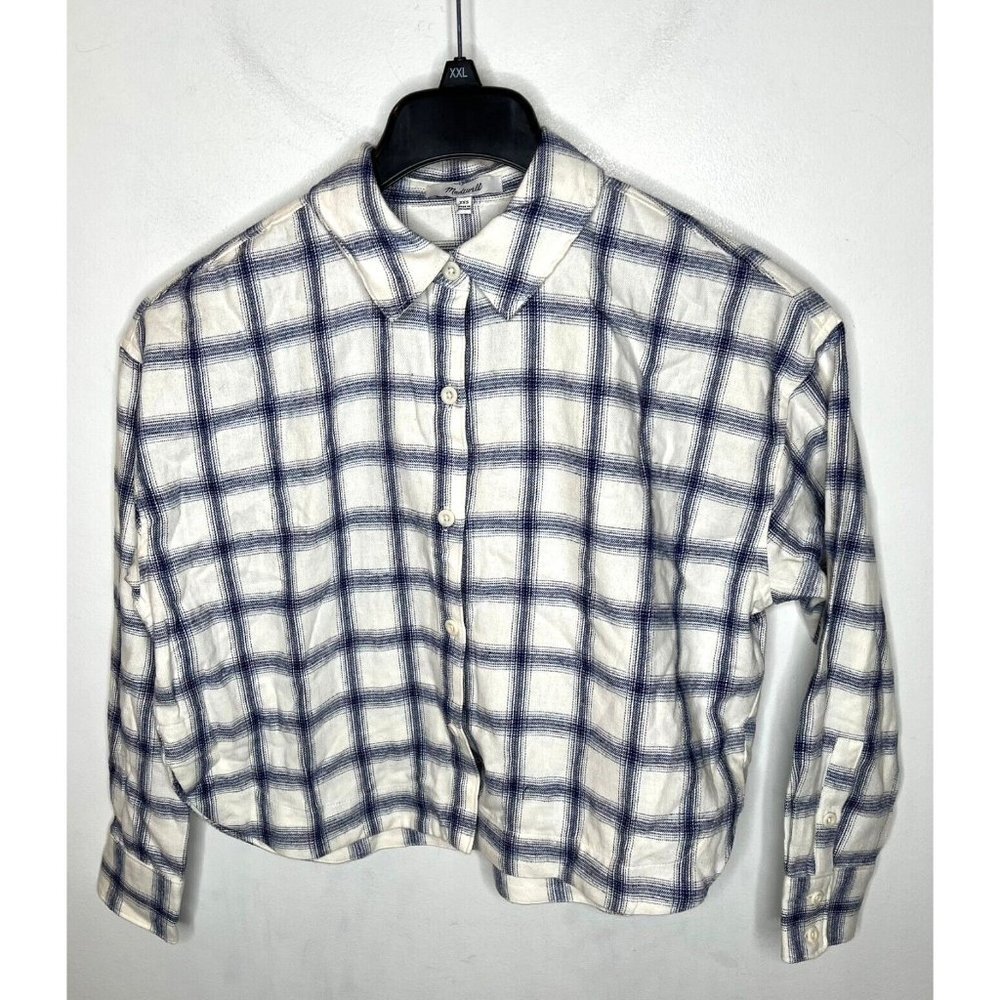 Madewell Womens Flannel Hartfield Crop Shirt Windowpane - Size XXS - Picture 4 of 7